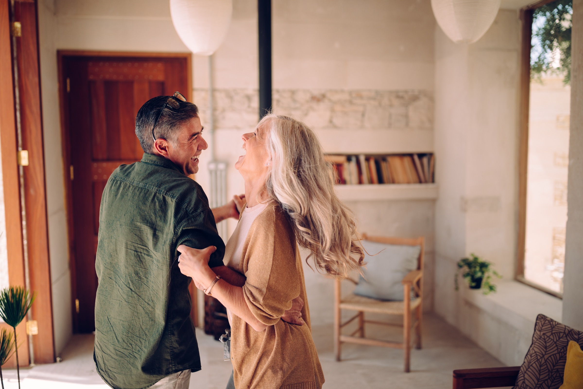 Older couple enjoying life at home