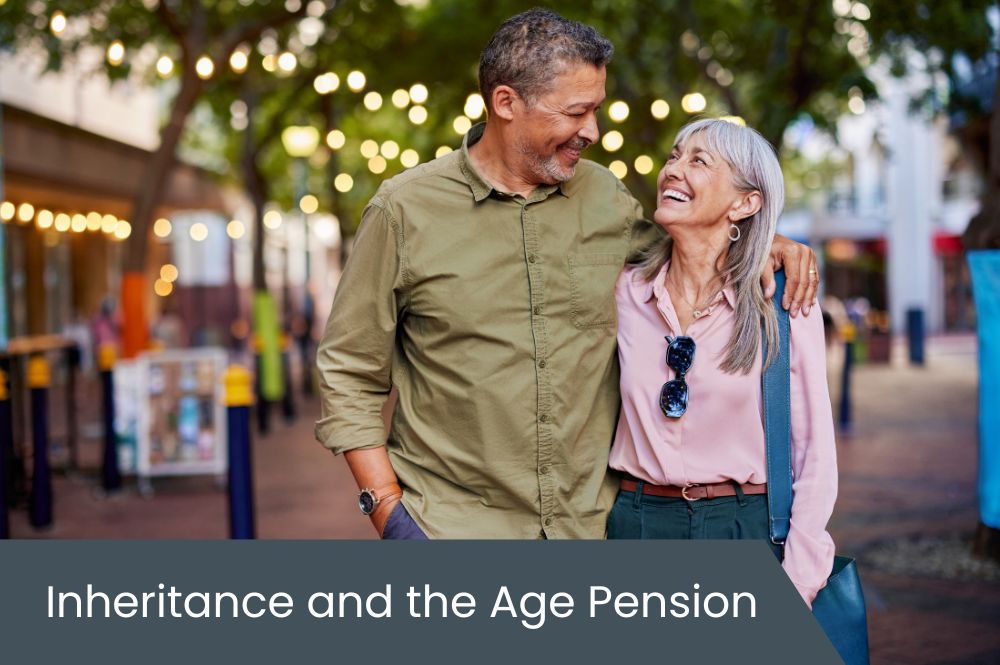 Inheritance and the age pension Middle-aged couple walking down markets