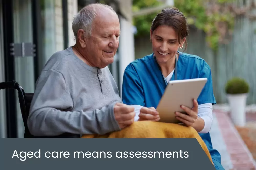 Aged care means assessments Aged care resident with nurse